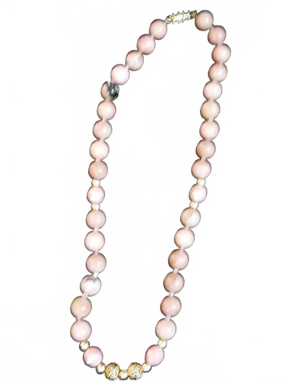 Vintage Pink Quartz & Goldtone 16" Choker necklace with Barrel Clasp
